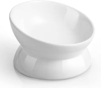 Elevated Cat Food Bowl, 5 Oz Ceramic Raised and Tilted Water Bowl, Anti Vomiting and Protect Pets' - White / 10 OZ - 1 Pack