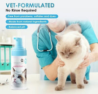 Mooncat Waterless Cat Shampoo for Longhair Cats | Licking Safe No-Rinse Dry Foam Bath for Detangling Matted Fur | Gentle Formula for Kittens & Sensitive Skin, pH Balanced - 5oz