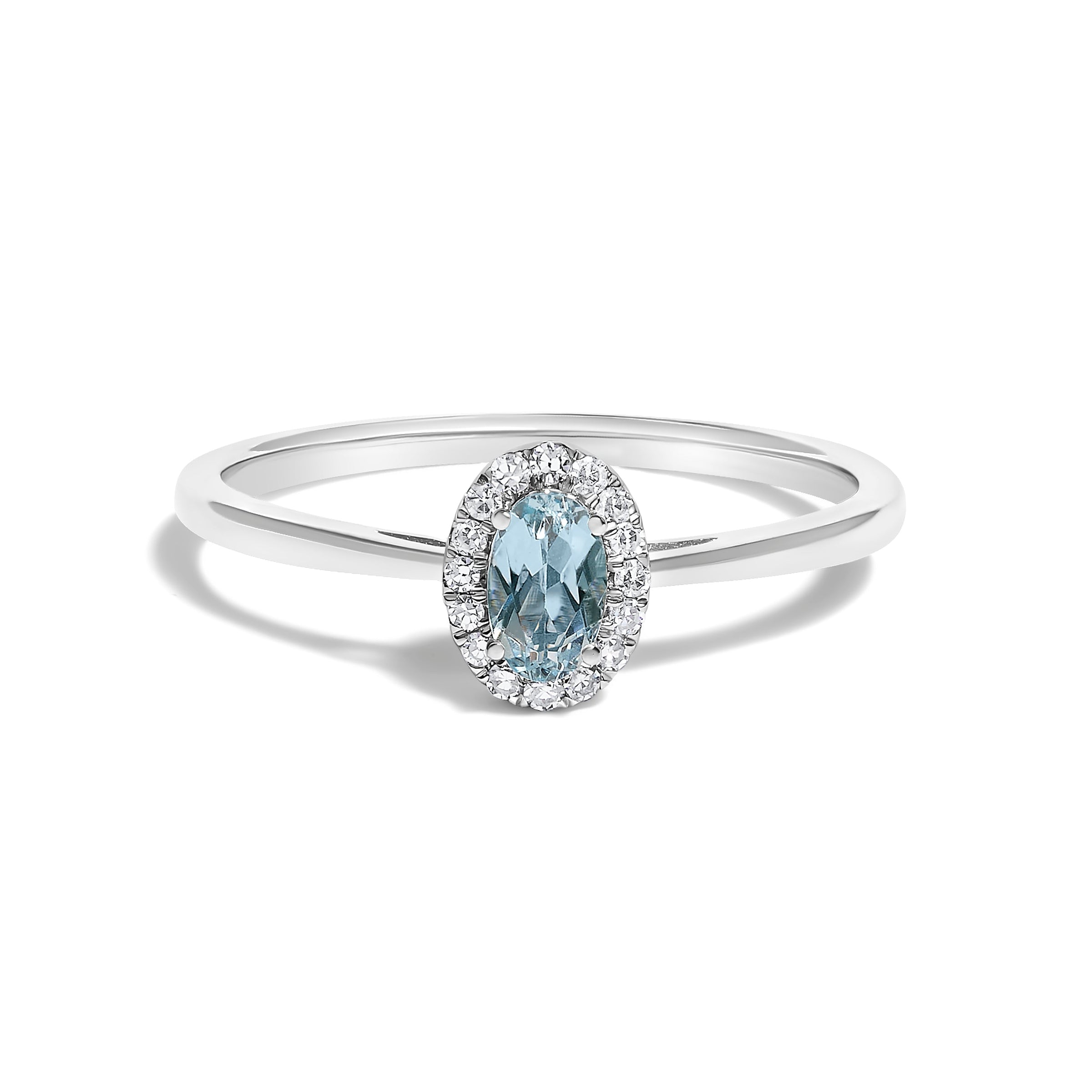 10K White Gold 5X3MM Oval Purple Amethyst and Diamond Accent Halo Ring (I-J Color, I1-I2 Clarity) - Ring Size 6.5