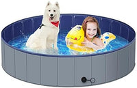 Dog Pool for Large Dogs, Kiddie Pool Hard Plastic - Dark Gray / Large-47"x12"