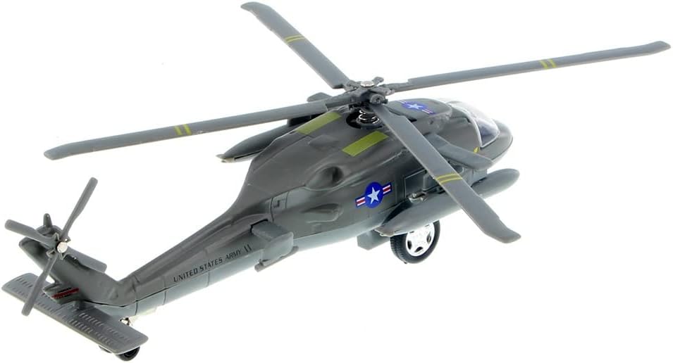 Playmaker Toys 10 inch die cast U.S. Army UH-60 Black Hawk helicopter toy in olive drab - view 4