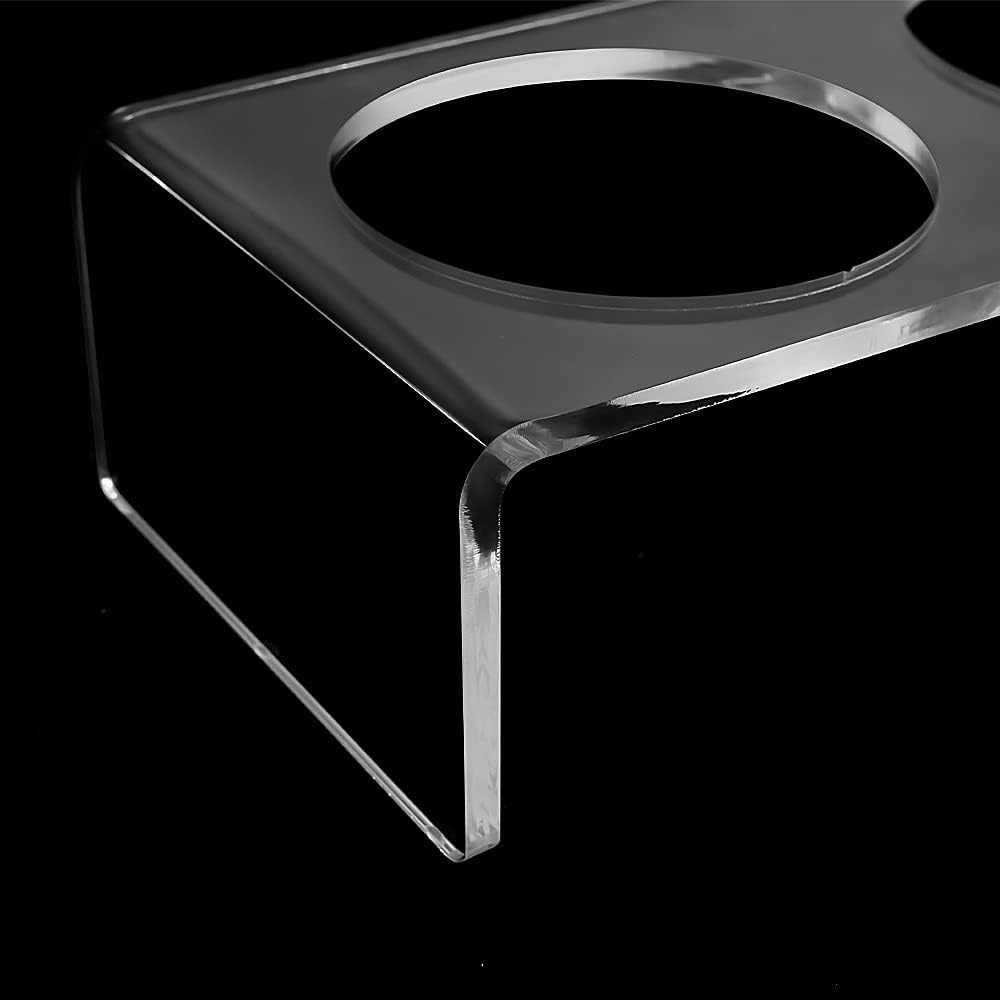 Acrylic Elevated Dog Cat Bowls Pet Feeder Double Bowl Raised Stand - Small: 3.75'' Height, 23.6 oz Steel Bowl - image 4