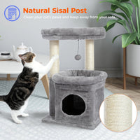 Cozy Gray Cat Tree Condo - 27" Multi-Level Tower with Spacious Perch and Scratching Posts for Kittens and Medium Cats - BIG FRENCHIES