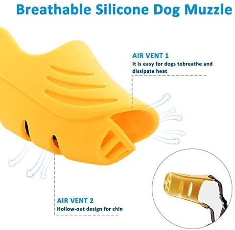 LUCKYPAW Soft Duck Silicone Dog Muzzle for Small Medium Dogs Poodle - L / Yellow - image 3