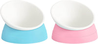 17 oz Raised Cat Food Bowls, Adjustable-Angle Pet Bowls - Milky White, Light Blue & Milky White, Pink