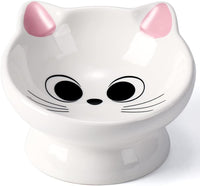 Raised Cat Food Bowl Ceramic 15° Tilted Cat Food Bowls Protect Cat's - Pink Ears / 1