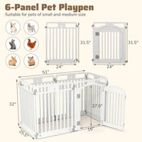 6-Panel HDPE Dog Playpen - Convertible Design (Playpen/Fence), Lockable Door, Suction Cups + Ground Stakes