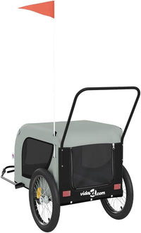Tidyard Pet Bike Trailer Gray and Black Oxford Fabric and Iron Pet Bicycle Carrier, Animal Bike Stroller for Cat, Puppy, Dog, Outdoor, Travel Style A