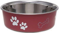 Loving Pets Bella Dog Bowls, Stainless Steel Dog & Cat Bowls - Merlot / Small (10-20lbs)
