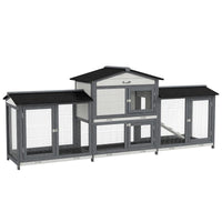 Wooden Rabbit Hutch Bunny Cage Pet Playpen House Enclosure With Double Side Run Boxes, No Leak Tray, Ramp, For Rabbits, 