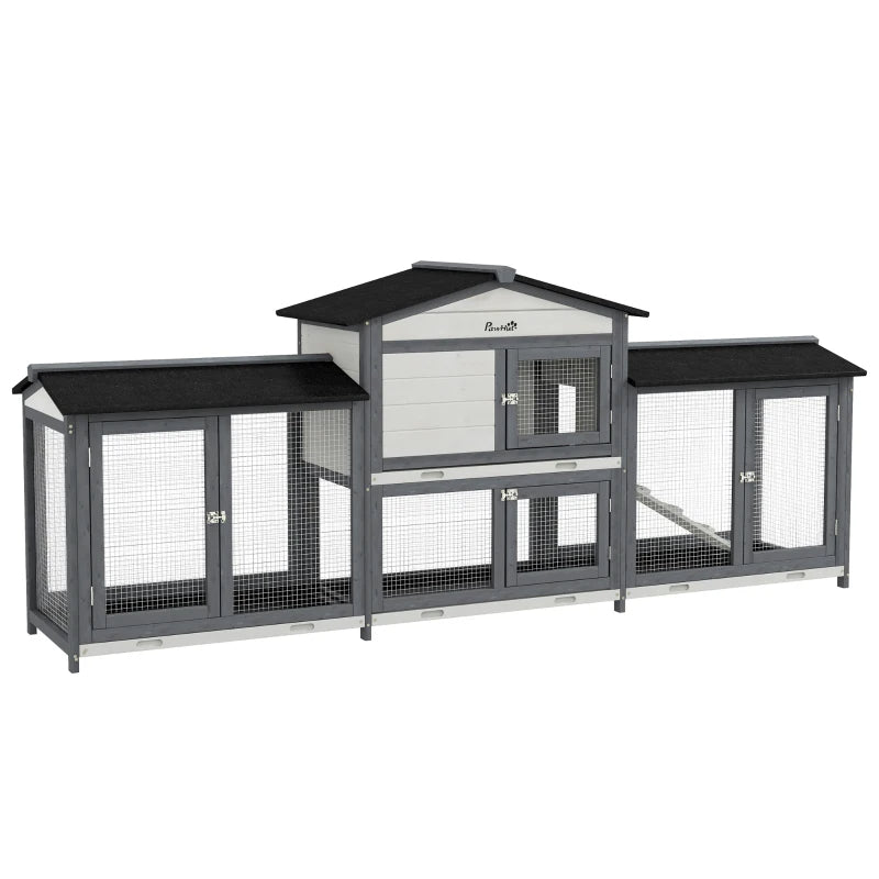 Wooden Rabbit Hutch Bunny Cage Pet Playpen House Enclosure With Double Side Run Boxes, No Leak Tray, Ramp, For Rabbits, 