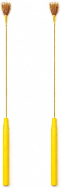 Cat Teaser Wands 2 Pack, Natural Feather, Two Feather Styles – Essentials for Cats - Yellow Mini