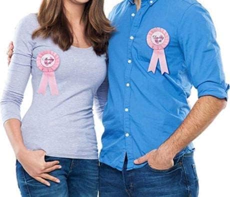FAMOORE Pink Baby Shower Badge Pin, Mom & Dad to Be Badge - image 2
