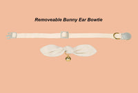 Breakaway Cat Collar with Bow Tie and Bell Adjustable Soft Corduroy - Small: Neck 7.5" - 11.0" / Bunny Ear - Cream - image 2