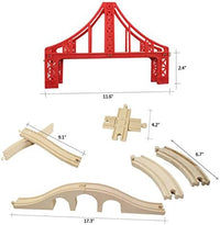OrgMemory wooden train track bridge supports in natural beech wood with straight tracks - view 14