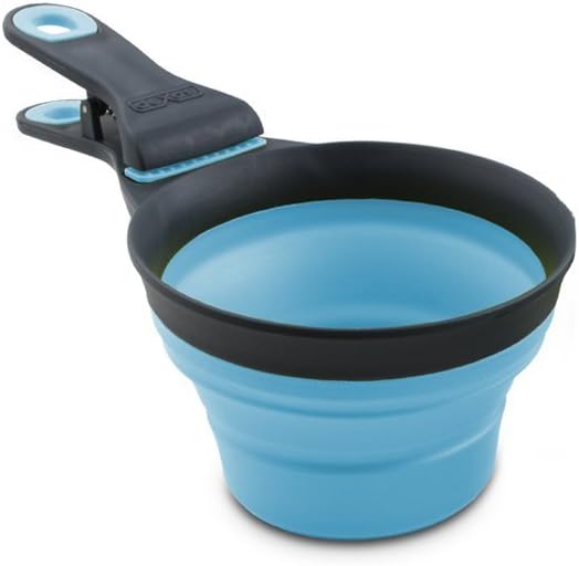 Dexas Popware for Pets Collapsible Klip Scoop - 1/2 Cup Capacity / Blue