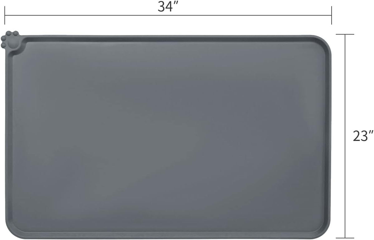 AUDWUD Waterproof Silicone Pet Feeding Mats - Grey / 34"L x 23"W - image 4