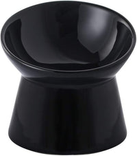 Elevated Cat Bowls, 15° Tilted Ceramic Cat Food Bowl - Black / Small