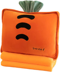 Rikyo pink strawberry travel pillow with a plush blanket folded inside a zip pouch - view 4