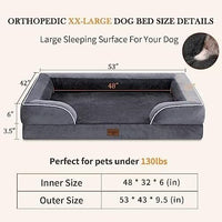 Comfort Expression Dog Beds Memory Foam, XXL Orthopedic Waterproof Dogs Beds, Giant Washable Dog Beds with Bolster & Removable Cover(XX-Large,Leaden Grey)