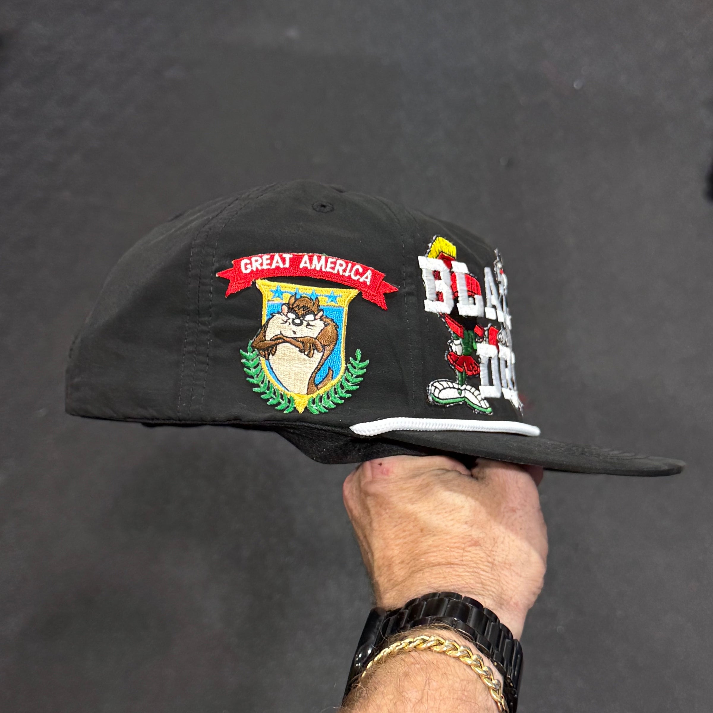 Blackout Drunk Looney Black Rope Hat Custom Embroidered