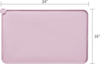 AUDWUD Waterproof Silicone Pet Feeding Mats - Peach Pink / 24" x 16" - image 4