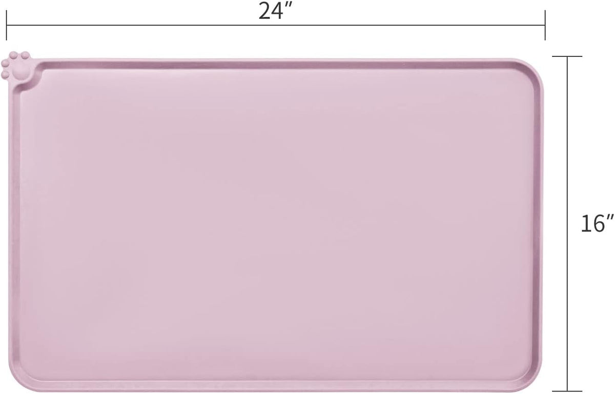 AUDWUD Waterproof Silicone Pet Feeding Mats - Peach Pink / 24" x 16" - image 4