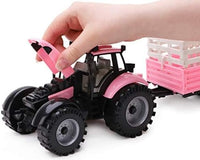 Toyland Friction Powered Farm Tractor with Trailer - Pink Tractor & Trailer - image 2