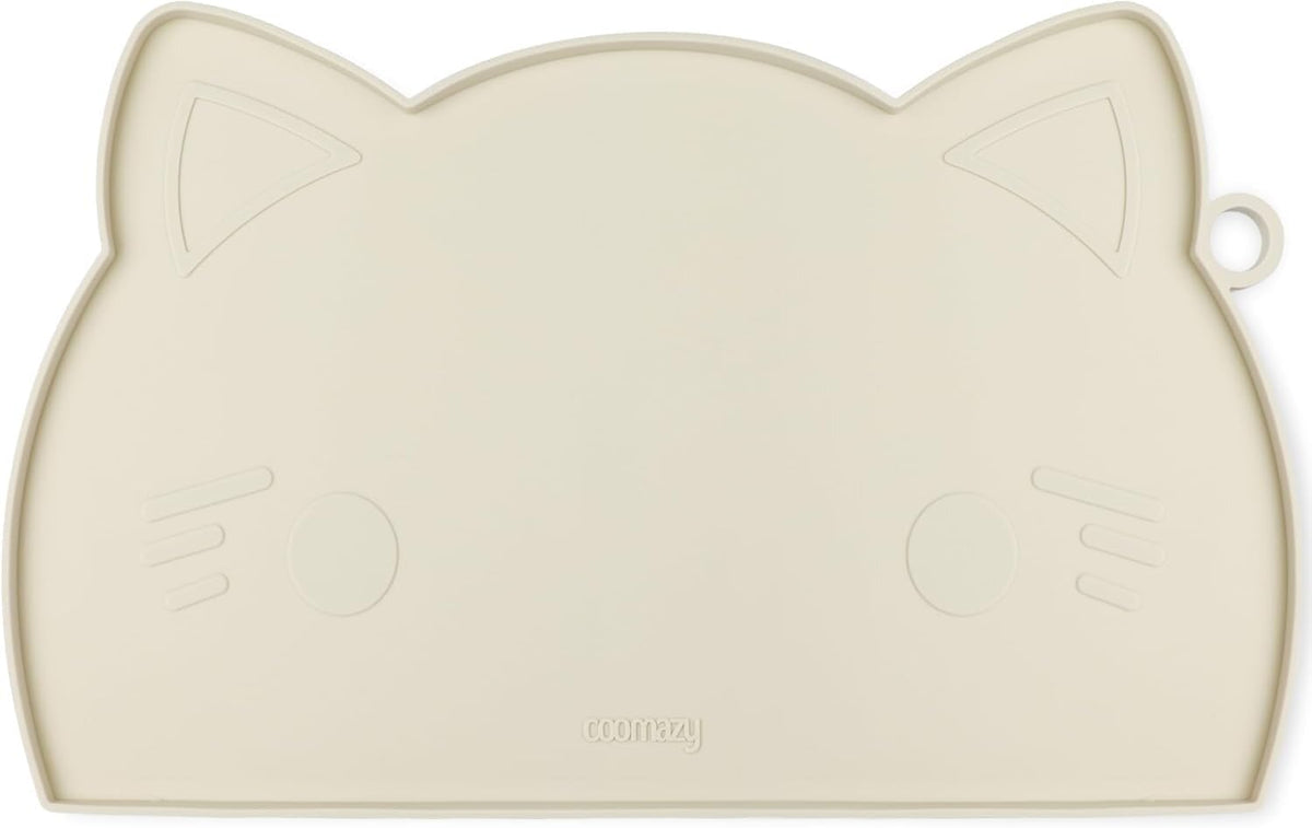 Coomazy Cat Food & Water Mat Thicker Non-Slip Silicone Mat - Beige / 15.8''L x 9''W