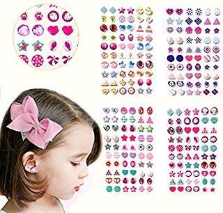 AUGSUN 240 Pcs Halloween Stick on Earrings for Little Girls – Fun for Kids & Family - Purple Theme