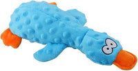 OUANGANC Calming Duck Dog Toy for Aggressive Chewers, Make a Crinkly Crunchy Noise, with Squeaker, 2025 Upgraded Indestructible Puppy Teething Toys, for Small to Medium Dog Breeds (Blue 10.6in)