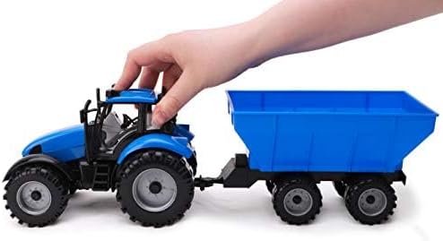 Toyland Friction Powered Farm Tractor with Trailer - Blue Tractor & Trailer - image 4