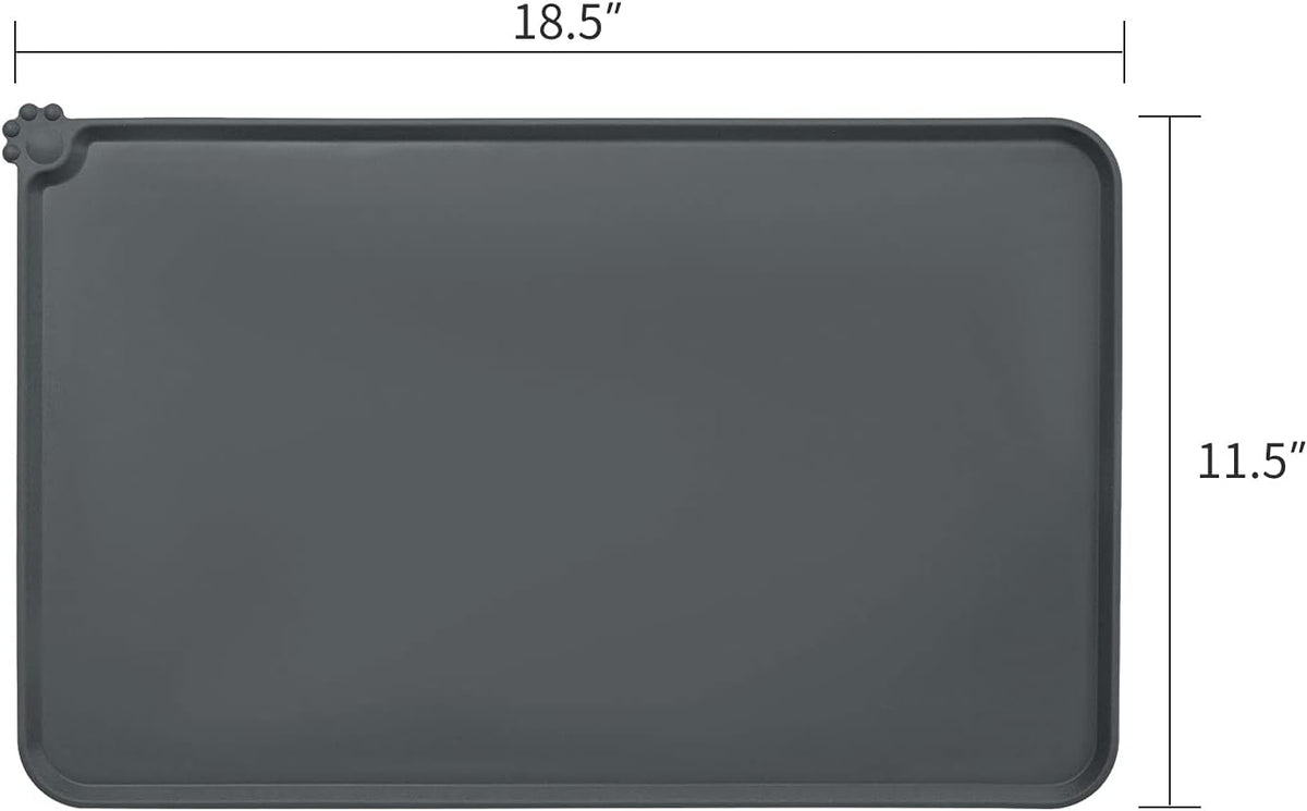 AUDWUD Waterproof Silicone Pet Feeding Mats - Grey / 18.5" x 11.5" - image 2