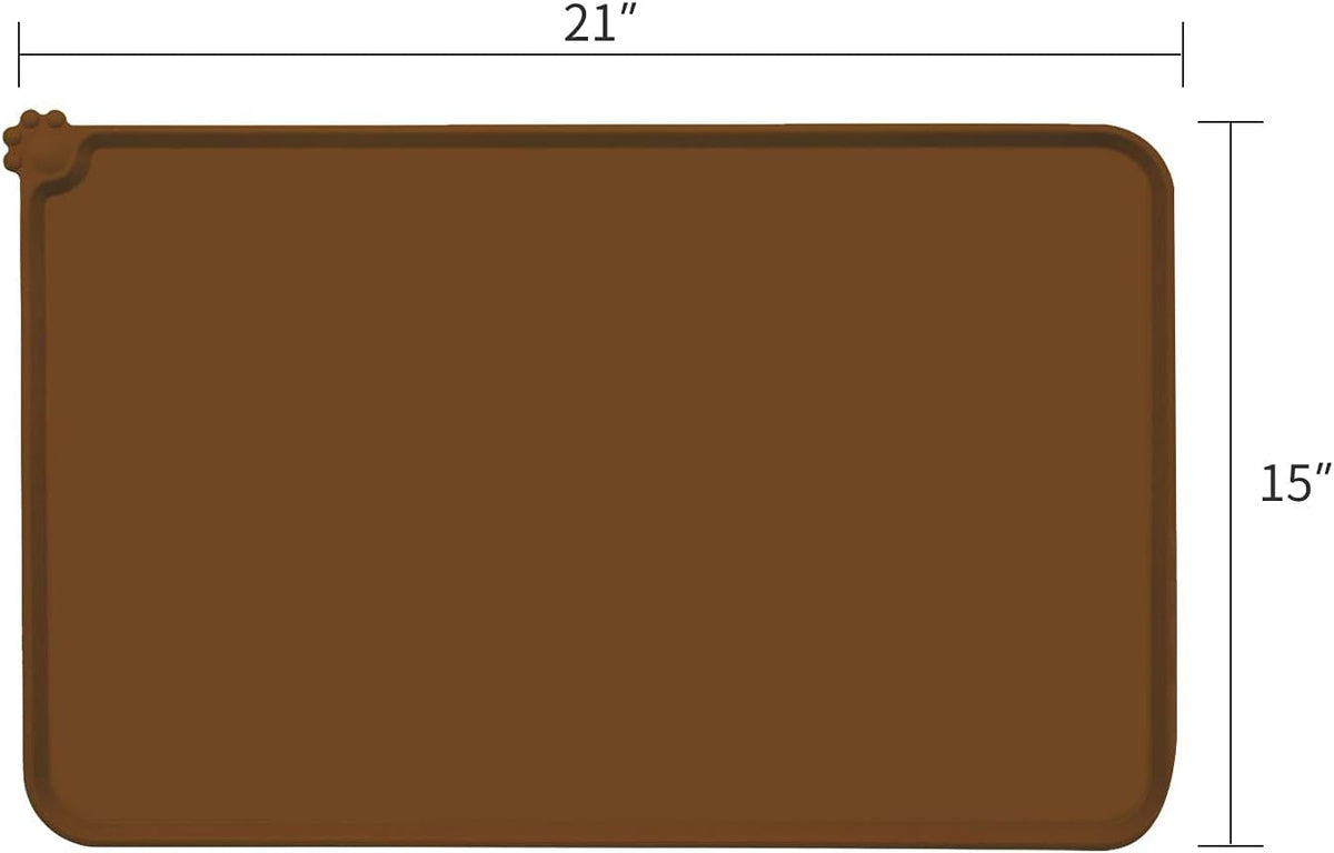 AUDWUD Waterproof Silicone Pet Feeding Mats - Brown / 21"L x 15"W - image 4