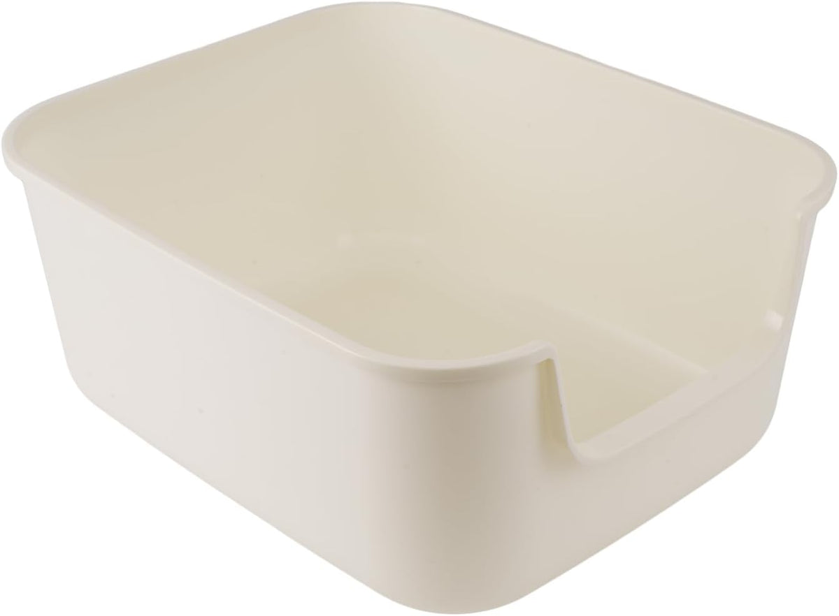 Large Cat Litter Box with High Sides, Cat Boxes for Indoor Cats - White
