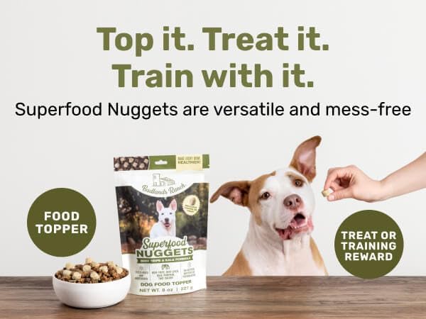 Superfood Nuggets- Premium, Freeze-Dried raw Dog Food Topper or Treat. Powerful Nutrient-Dense Ingredients. No Artificial additives. Beef Tripe and Kale Formula 8oz - 4pk Bundle