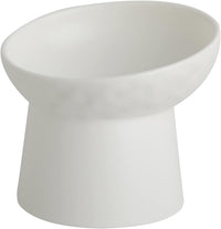 Elevated Cat Bowls, 15° Tilted Ceramic Raised Cat Food and Water Bowl Set, Whisker-Friendly - White / 5.2 Inch (Pack of 1)