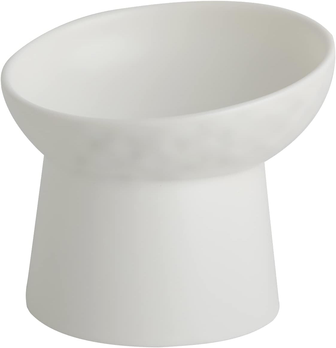 Elevated Cat Bowls, 15° Tilted Ceramic Raised Cat Food and Water Bowl Set, Whisker-Friendly - White / 5.2 Inch (Pack of 1)