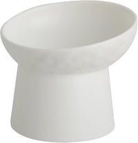 Ceramic Raised Cat Bowls, Elevated Tilted Cat Food and Water Bowls Set, Porcelain Stress Free Pet Feeder Dish for Cats and Small Dogs, Dishwasher and Microwave Safe, Set of 2(White)
