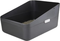 Open Cat Litter Box:Odor Reducing Anti Splash Design – Daily Care for Cats - Dark Grey Small