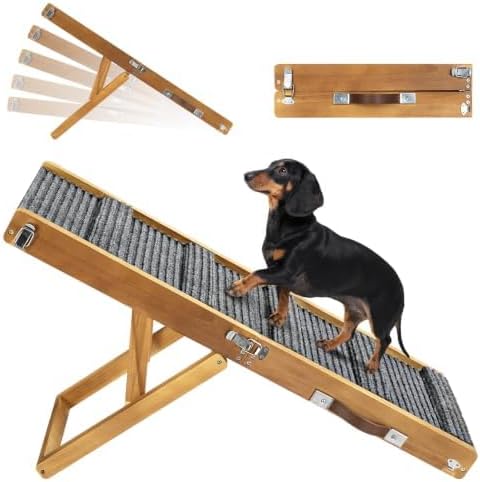 Pawaboo 2026 Upgraded Small Dog Ramp for Couch Foldable - D-walnut / 80×30cm-for couch