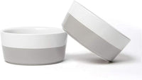 Waggo Dipper Ceramic Dog Bowl for Small and Large Breeds - Heavyweight and Durable Pet Food and Water Dish Crock, Dishwasher Safe, Modern (Light Grey, Large)