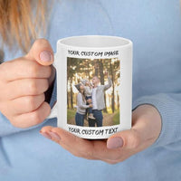 Personalized Coffee Cup with Photo, Logo or Text - Custom Both Sides Printed Mug for Him & Her - Unique Customized Gifts with Names - White/Pink