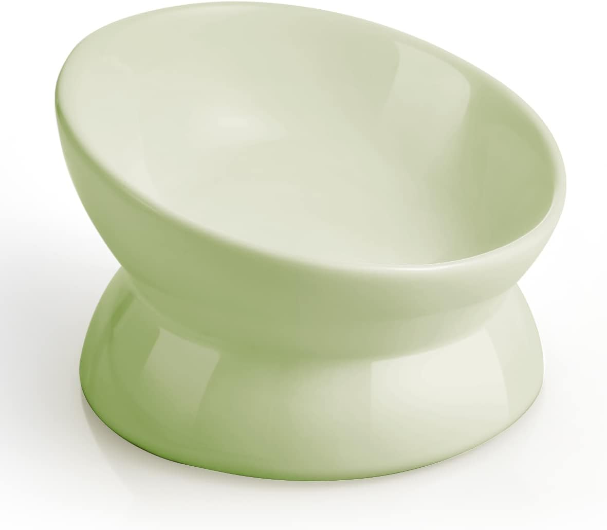 Elevated Cat Food Bowl, 5 Oz Ceramic Raised and Tilted Water Bowl, Anti Vomiting and Protect Pets' - Green / 5 OZ - 1 Pack