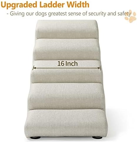 Senneny Imitation Linen Faux Leather Dog Stairs - Light Beige（4 stairs） - image 3