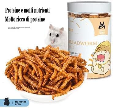 Food for Hamsters, Hedgehogs, Lizards, Frogs, Birds, Hedgehogs, Snacks, Nutritious, high Protein, Cooked breadworms, Small Animal Food