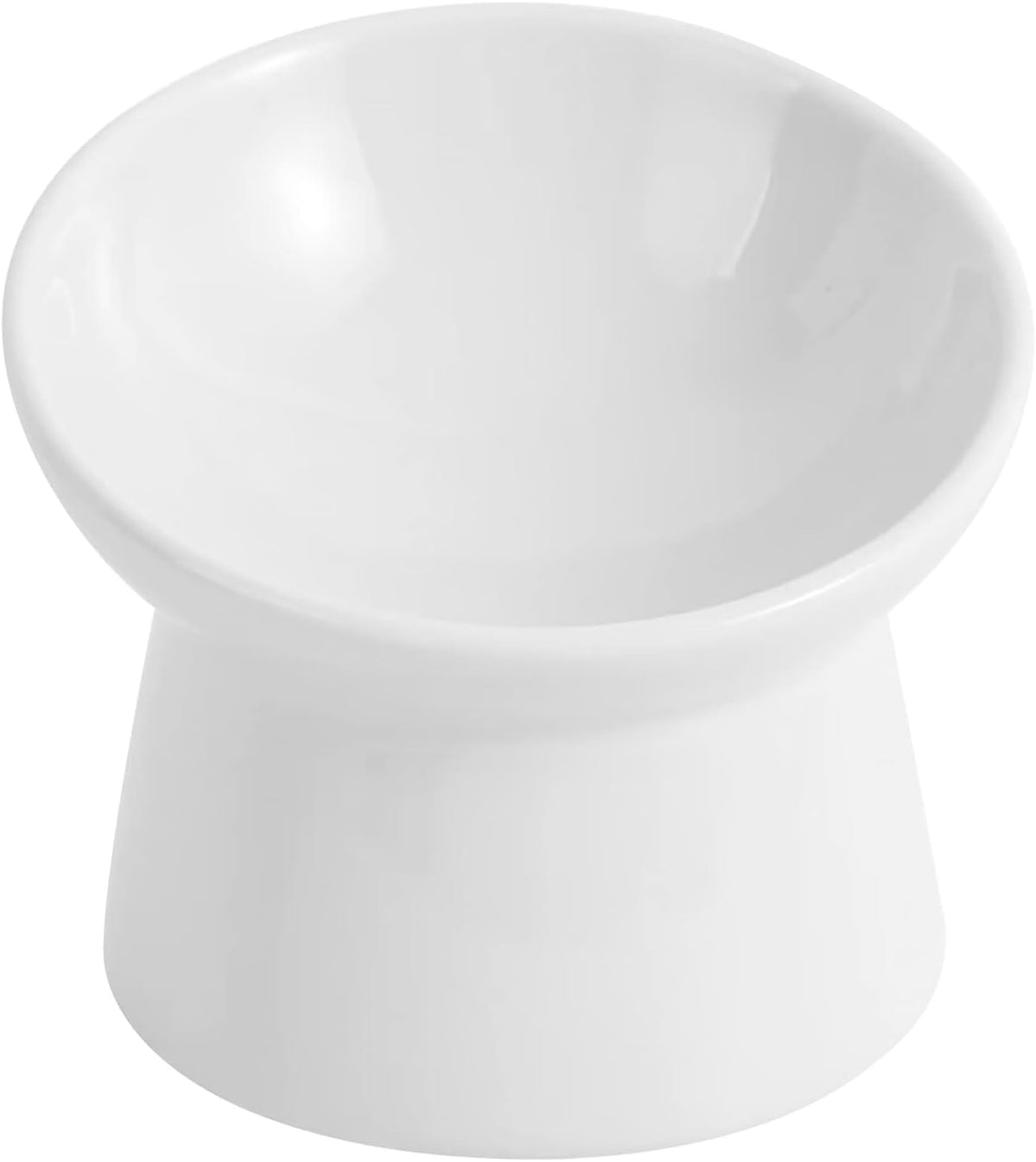 Elevated Cat Bowls, 15° Tilted Ceramic Cat Food Bowl - White / Large