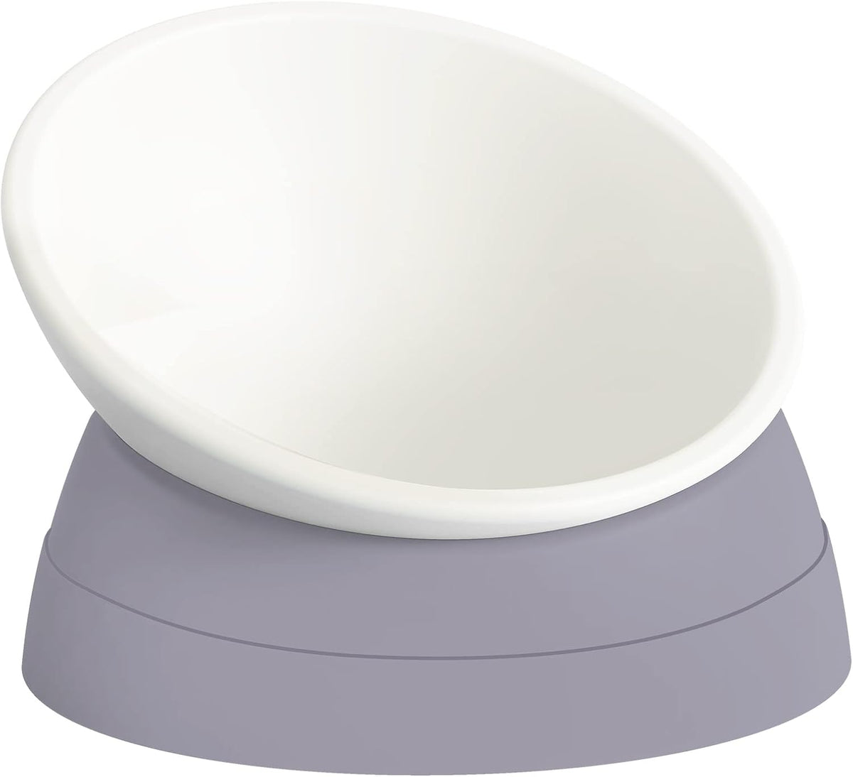 17 oz Raised Cat Food Bowls, Adjustable-Angle Pet Bowls - Milky White, Grey