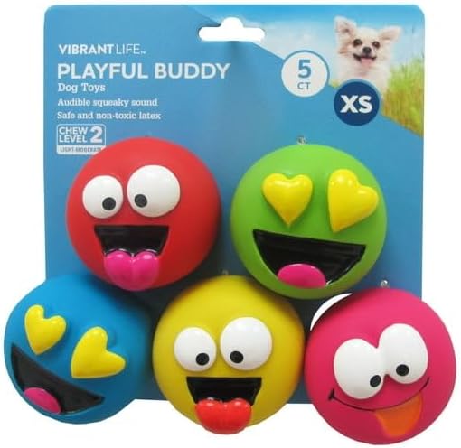 5pk Emoticon Latex Dog Toy