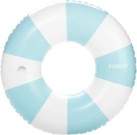 FUNBOY Giant 46" Vintage Pink Stripe Pool Tube Float with Cup Holder – Fun for Kids & Family - Baby Blue